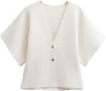 Women Oversized Cardigans Short Sleeve Lightweight Button V Neck Casual Knit Sweater Outerwear