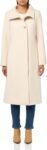 Women Classic Wool  Three Button Stand Collar and Back Belt Detail