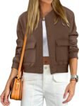 Women Cropped Bomber Jacket  Fashion Casual Trendy Varsity  Jackets Fall Outfits